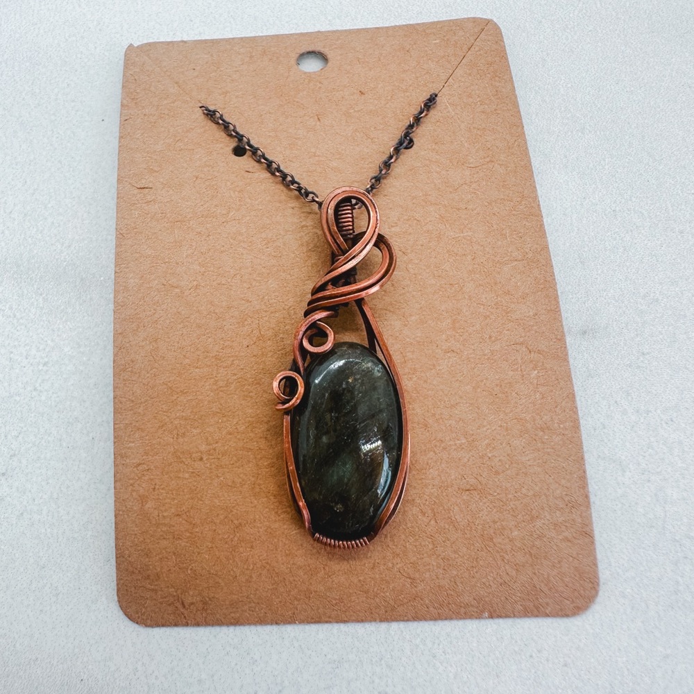 Labradorite wire wrapped necklace